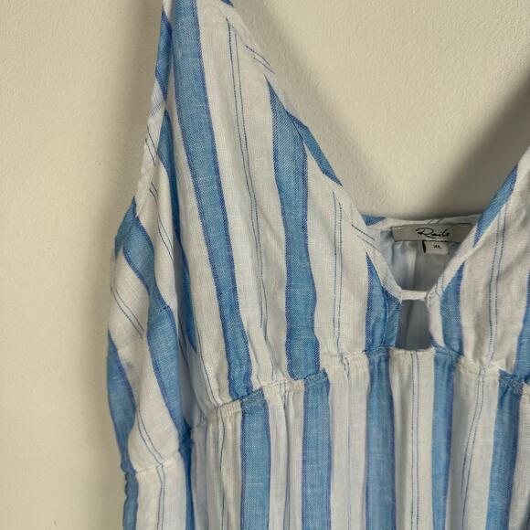 Rails Avril Tiered Midi Dress Gibson Stripe Size XL Blue White Linen Sundress - Picture 12 of 12
